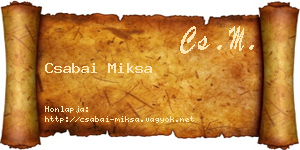 Csabai Miksa névjegykártya